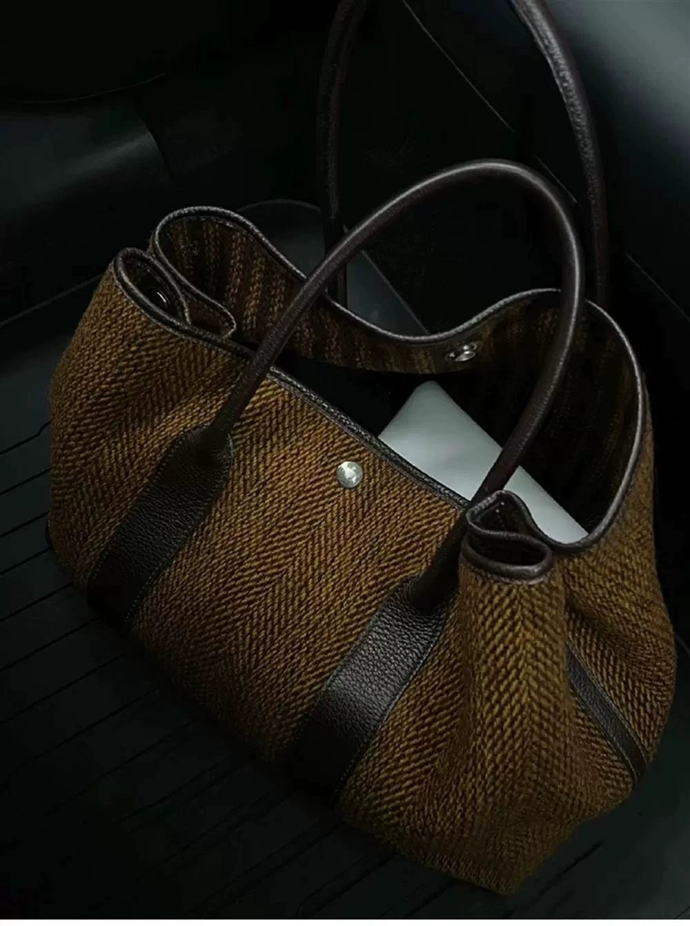 Elegant Tweed Oversized Tote Bag