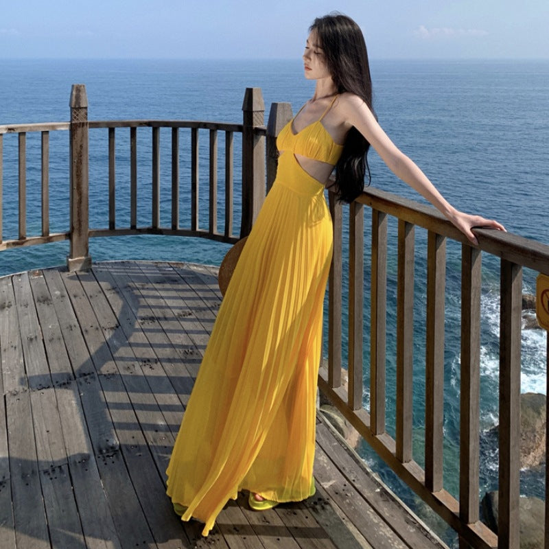 Luxury Dopamine Gown - Elegant Backless Maxi Dress with Designer Details