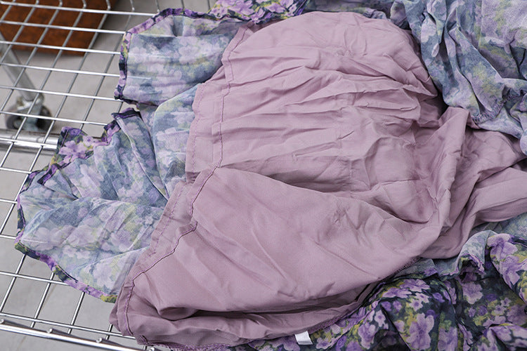 Yuan Su's new summer Wizard of Oz floral pleated skirt, high waist versatile and thin wrinkled A-shaped big swing skirt-The Wizard of Oz-one size fits all-Free Shipping Leatheretro