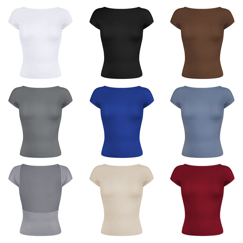 Sexy Backless Summer Short Sleeves T Shirts