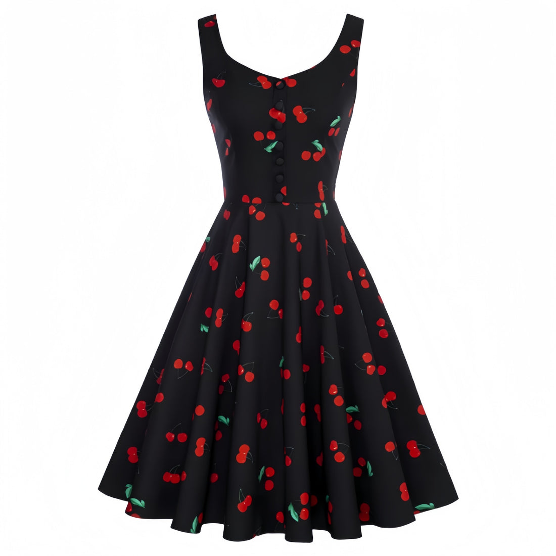 Retro Homecoming Dress - Floral Print A-Line Swing Dress with Buttons