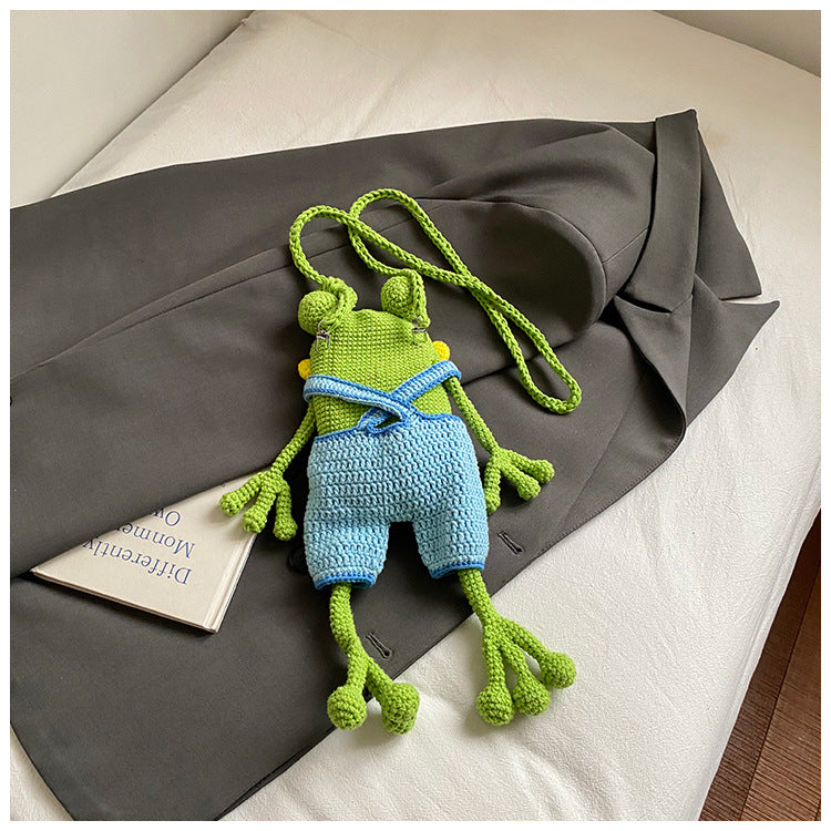 The "Goofy Gulp" Frog Crossbody Bag | Handmade Crochet Phone Pouch