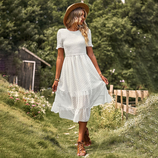 Elegant Short Sleeves Midi Dresses