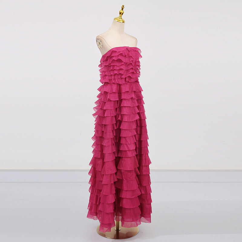 Elegant Off-Shoulder Ruffle Bustier Maxi Dresses