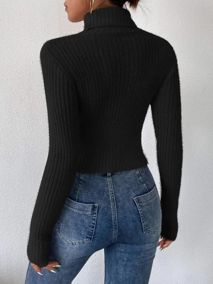 Fashion High Neck Knitted Pullover Sweaters