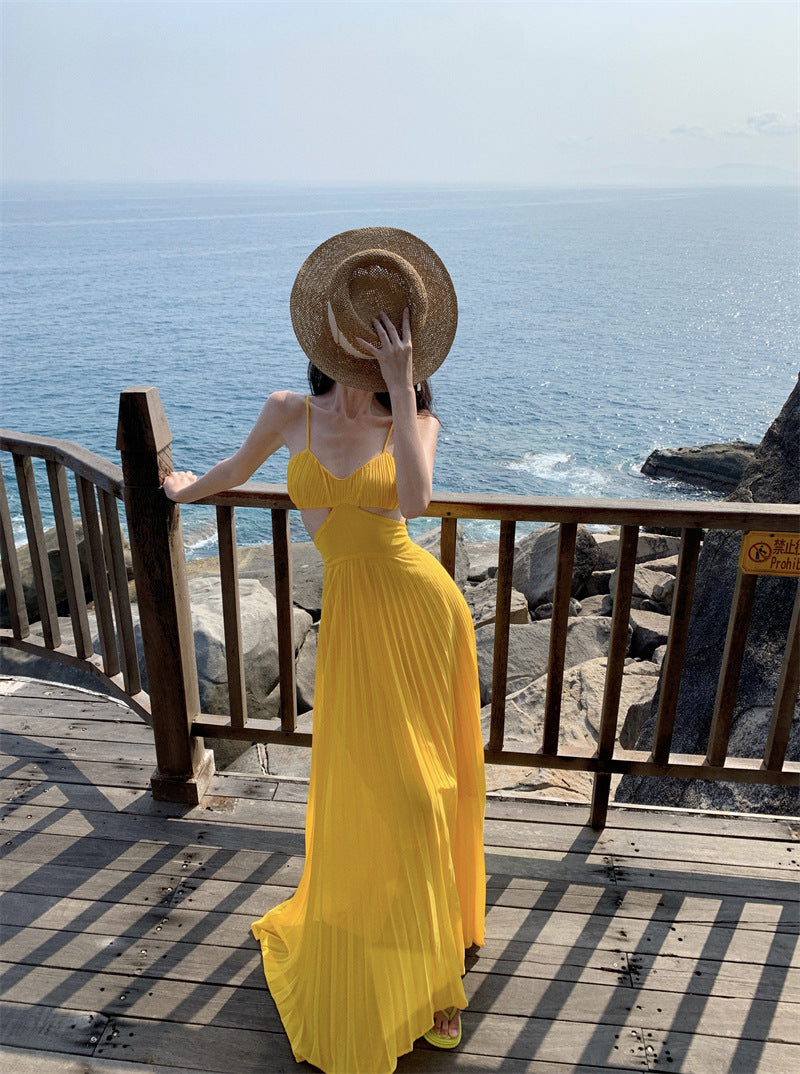 Luxury Dopamine Gown - Elegant Backless Maxi Dress with Designer Details