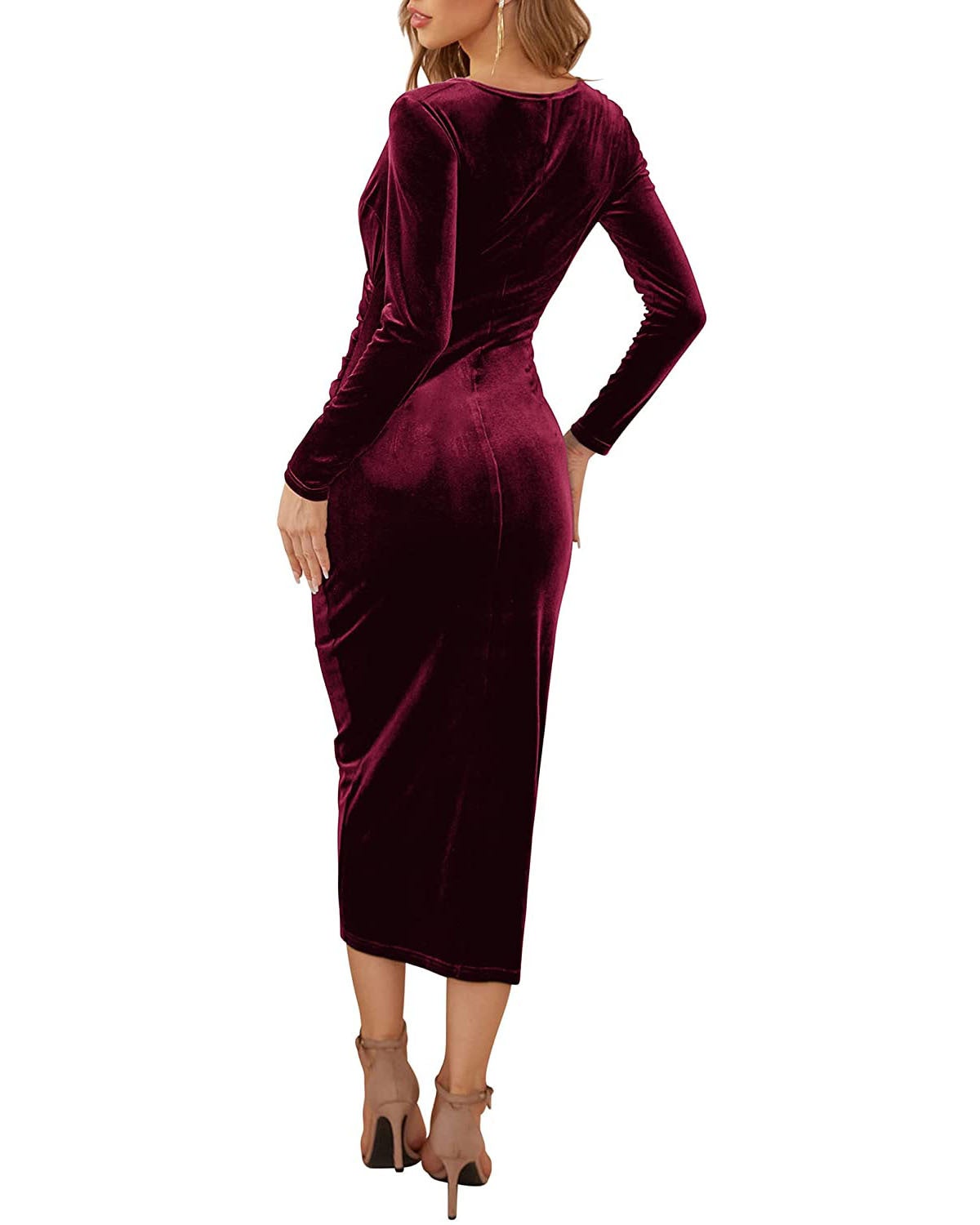 Vintage V Neck Irregular Long Sleeves Party Dresses-Dresses-Free Shipping at meselling99