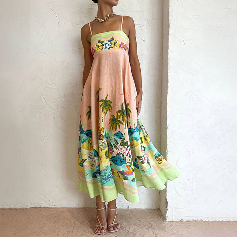 Elegant High-Waist Floral Print Sundress