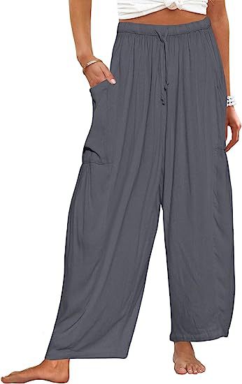 High-Waisted Wide-Leg Pants with Elastic Waist