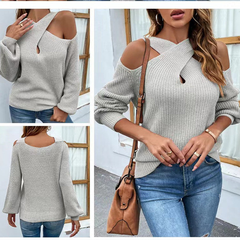 Casual Crossed Halter Knitted Sweaters