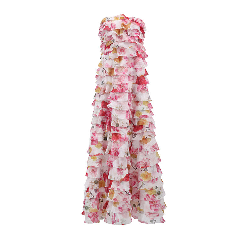 Elegant Off-Shoulder Ruffle Bustier Maxi Dresses