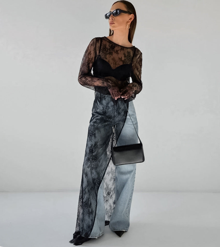 Sexy Black Sheer Lace Dress