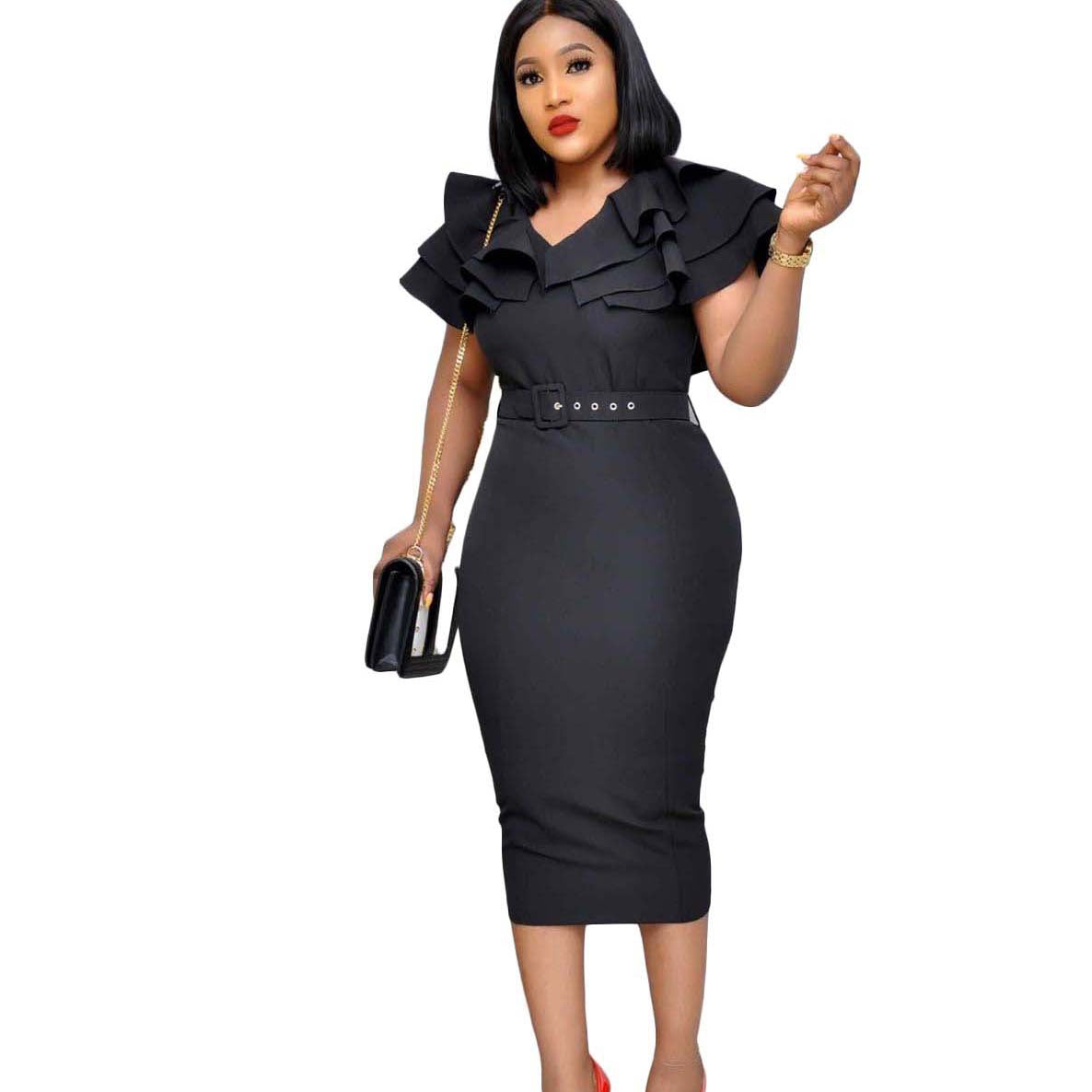 Elegant Women Ruffled Office Lady Dresses-Dresses-Free Shipping at meselling99