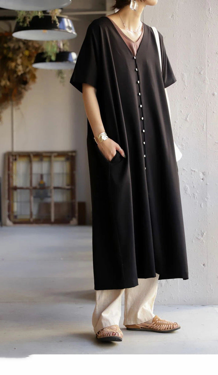 Casual Summer V Neck Long Cozy Dresses-Dresses-Free Shipping at meselling99