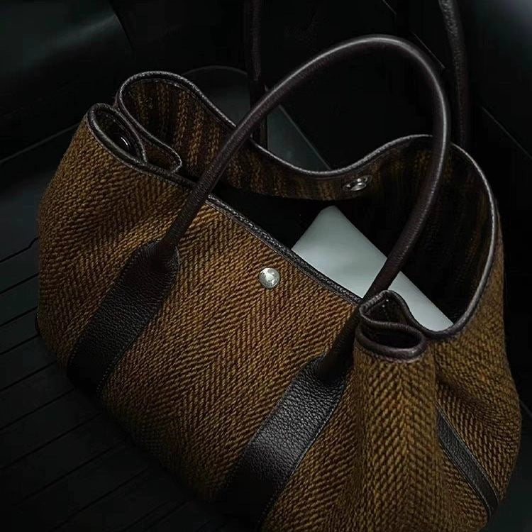 Elegant Tweed Oversized Tote Bag