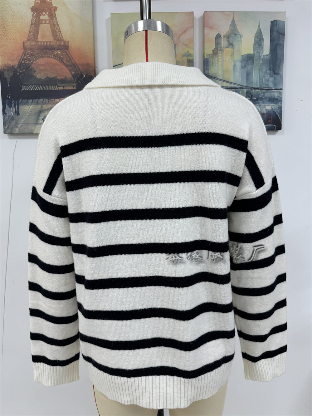 Fashion Striped Plus Sizes Knitted Sweaters for Women