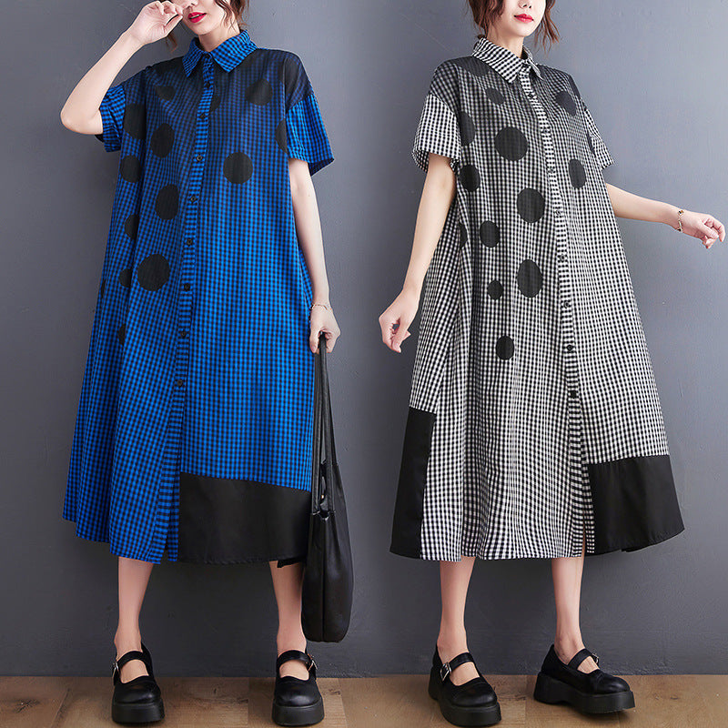 Vintage Dot Print Women Long Shirts Dresses-Dresses-Free Shipping at meselling99