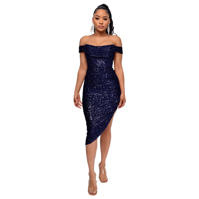 Sexy Off The Shoulder Sequined Mini Cocktail Dresses-Dresses-Free Shipping at meselling99