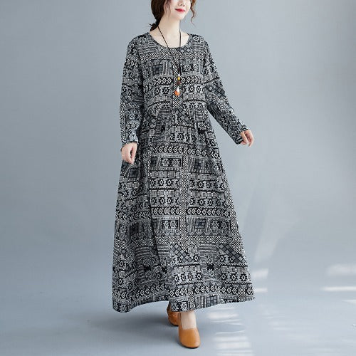 Women Plus Sizes Spring Long Dresses-Dresses-Black-XL-Free Shipping at meselling99