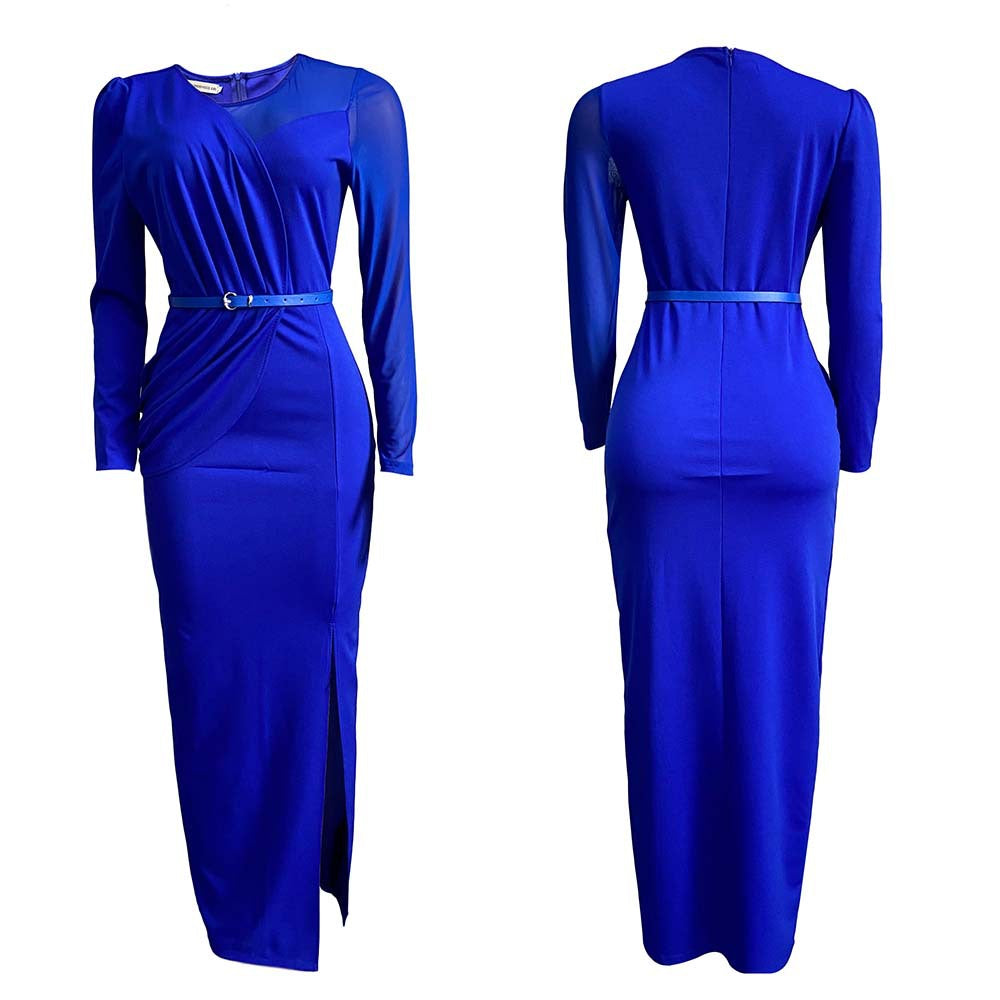 Sexy Split Front Plus Sizes Women Long Party Dresses-Dresses-Blue-S-Free Shipping at meselling99