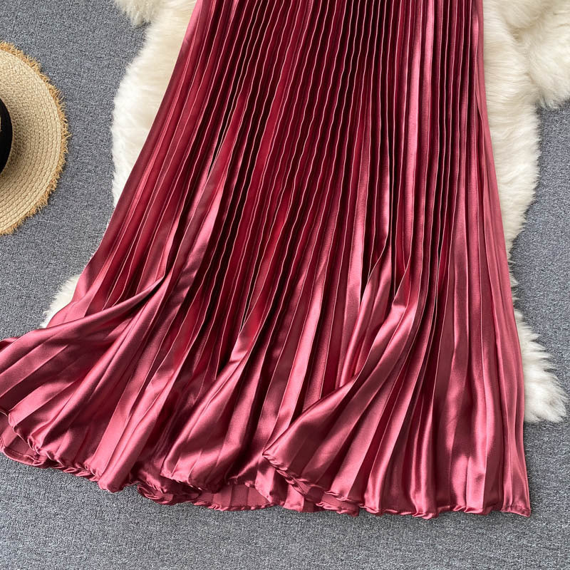 Luxury Heavy-Duty Pleated Midi A-Line Skirt