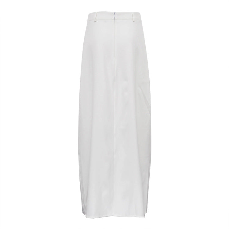Cream White High-Waisted Maxi Skirt