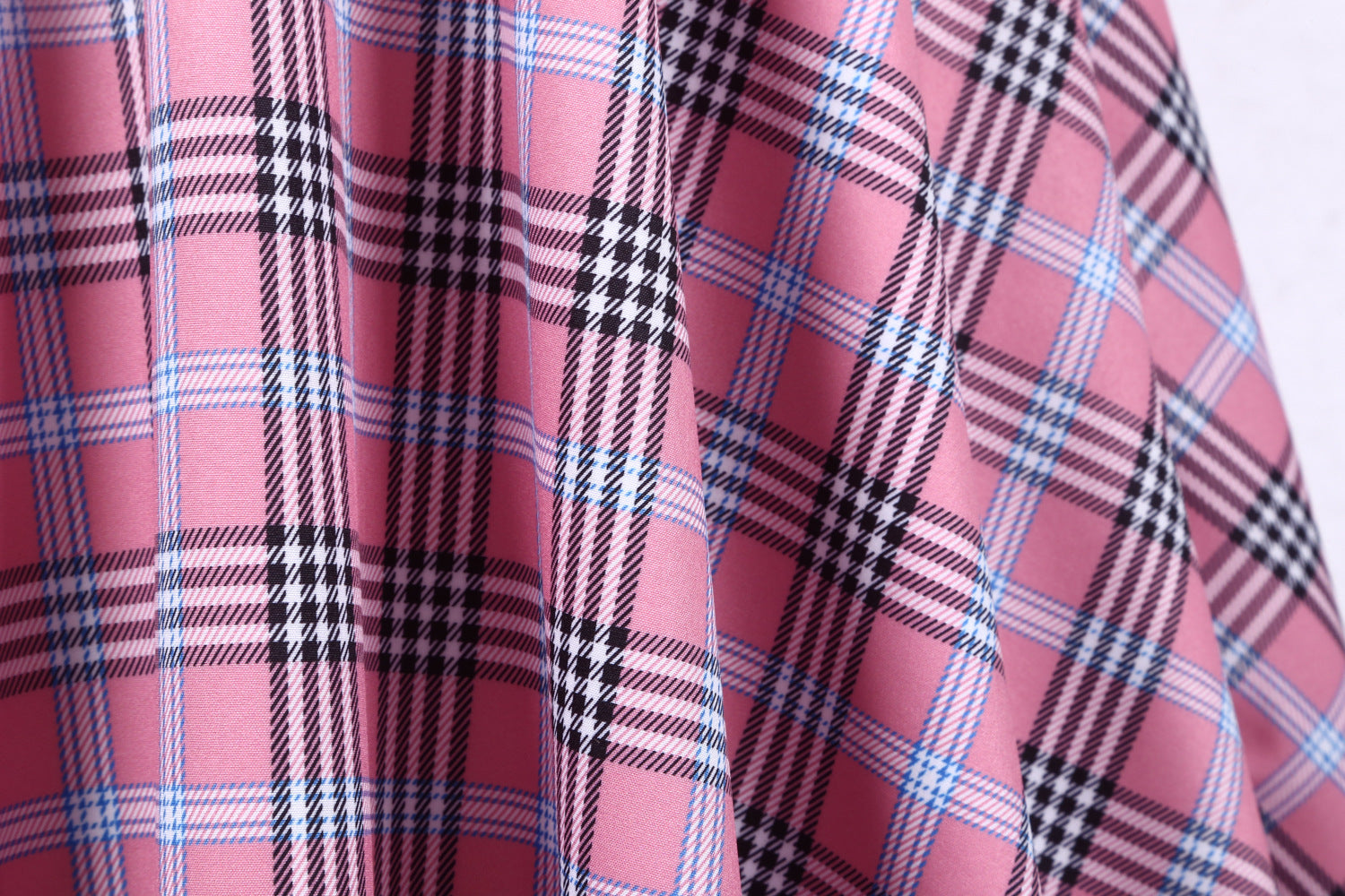 Retro Plaid Short Sleeve Dress with Belt