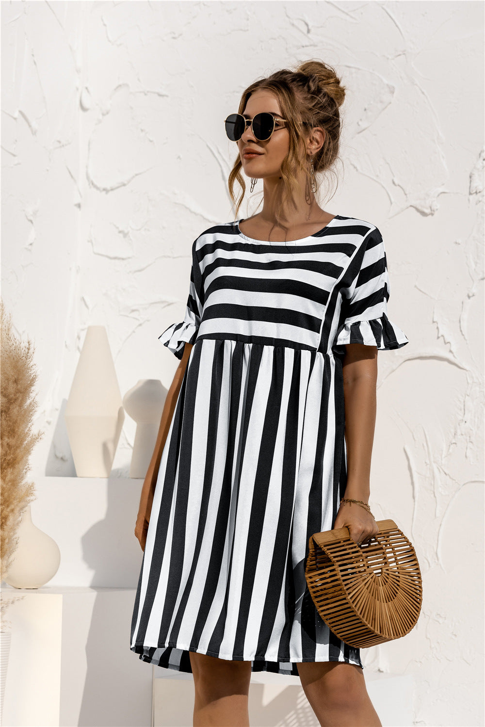 Casual Striped Short Sleeves Summer Daily Dresses