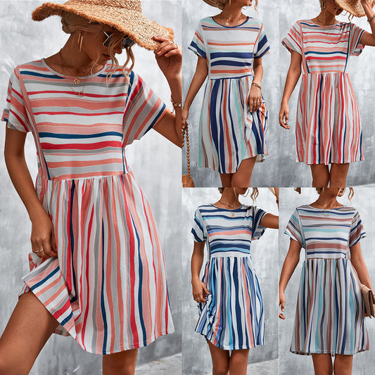 Casual Summer Striped Short Dresses