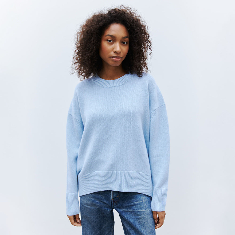 Women's Oversized Round Neck Long Sleeve Sweater