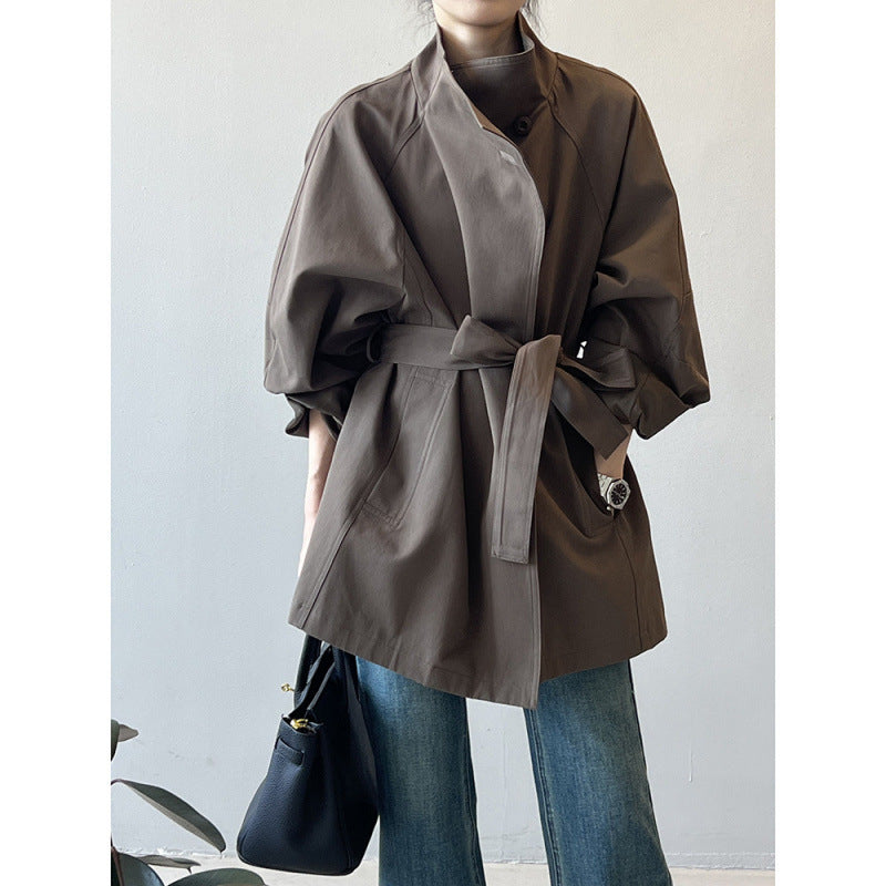 Women's Retro Stand Collar Trench Coat