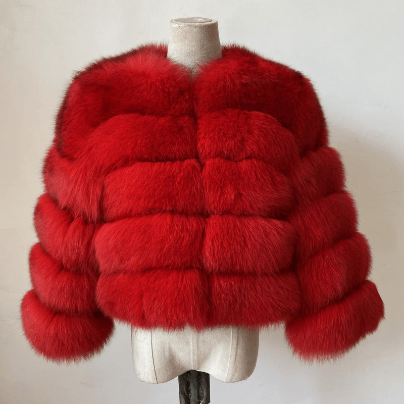Women's Thickened Faux Fox Fur Spliced Winter Coat