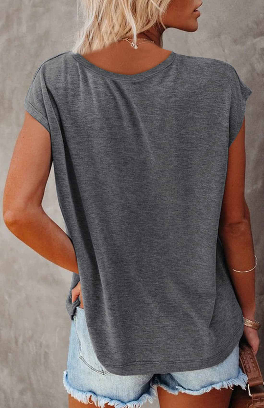 Women's Summer Sleeveless V-Neck Casual Loose Fit T-Shirt