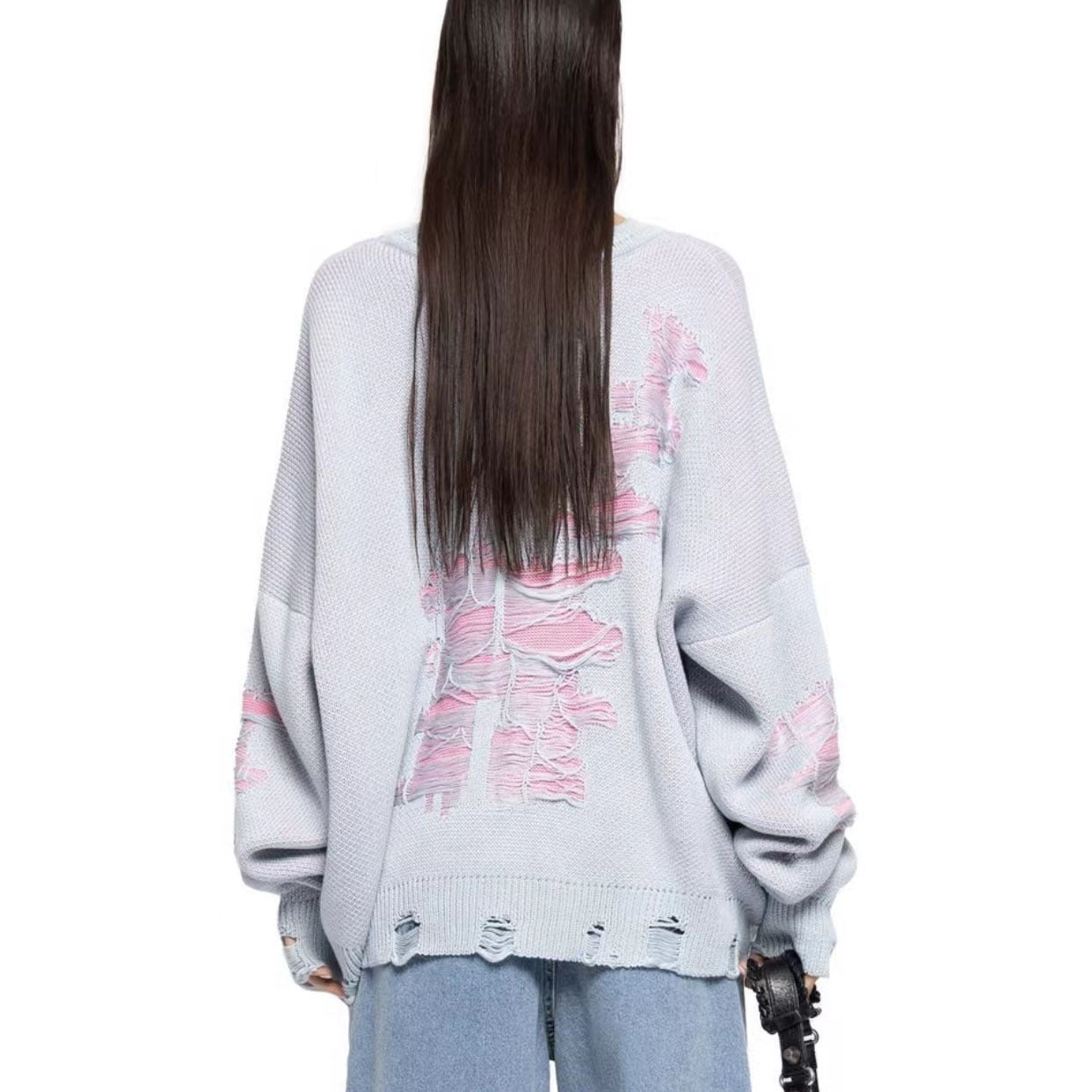 Designed Casual Broken Knitted Women Sweaters