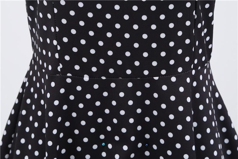 Short Sleeve Square Neckline Vintage Print Dot Dresses-Vintage Dresses-Free Shipping at meselling99