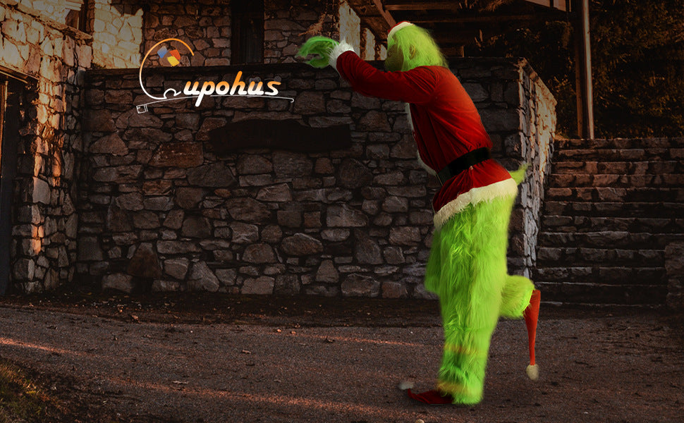 Halloween Grinch Costume with Santa Pants
