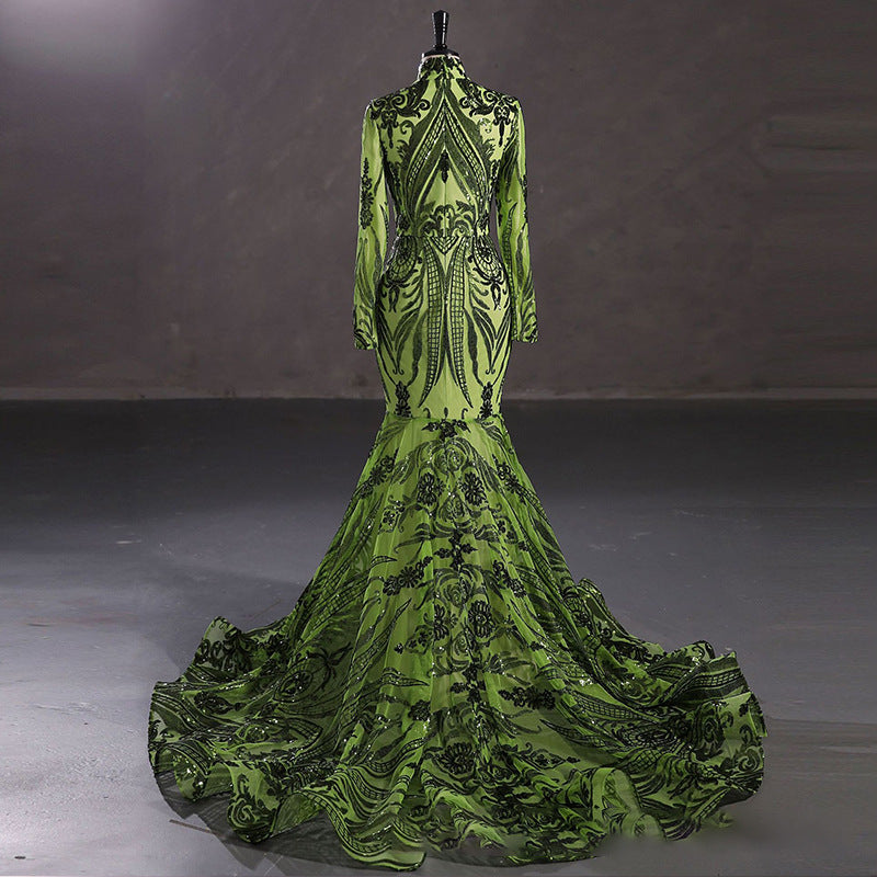 Luxury Long Sleeve High Waist Evening Dress/Wedding Dresses