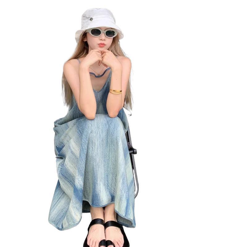 Retro Tie-Dye Strap Dress – Summer Loose Boho Beach Maxi Dress for Vacation