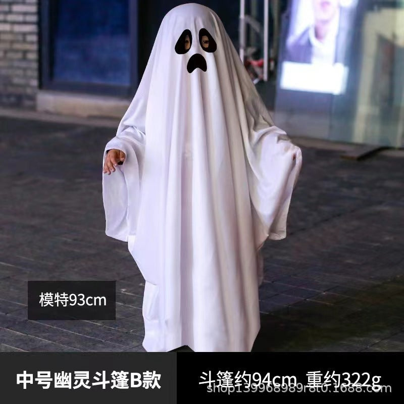 Cross Halloween horror dress up cos party white costume masquerade party children adult ghost cape cape