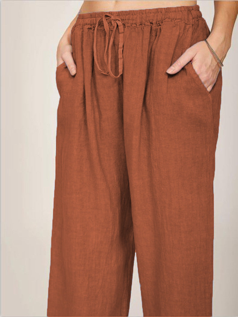 Casual Cotton Linen Plus Sizes Wide Legs Pants