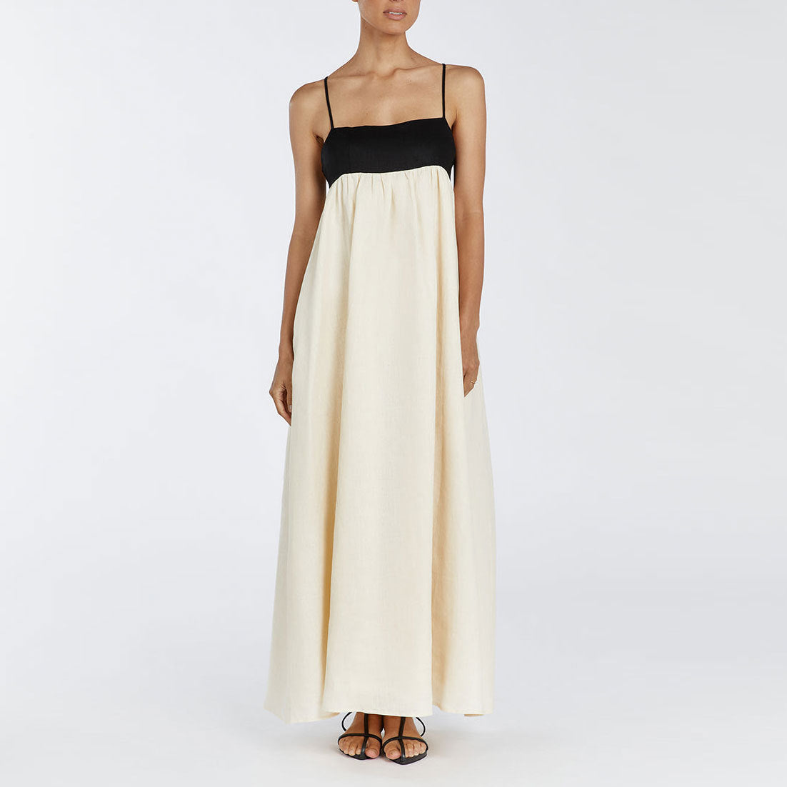 Boho Chic Linen Blend Slip Cotton Dress – Relaxed Summer Maxi Dress with Strappy Detail