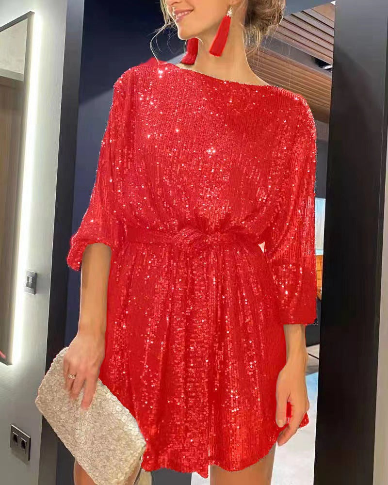 Sparkling Sequin Party Dress – Elegant Evening Gown for Festive Occasion