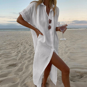 Women's Oversized Linen Shirt Dress