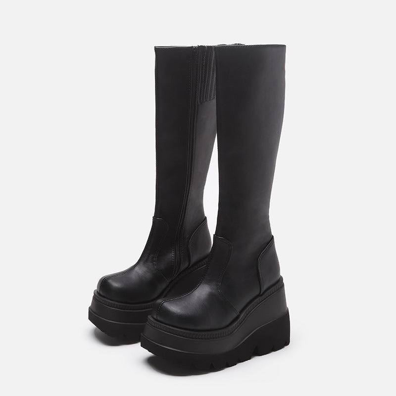 Gothic Wedge Heel Platform Combat Boots
