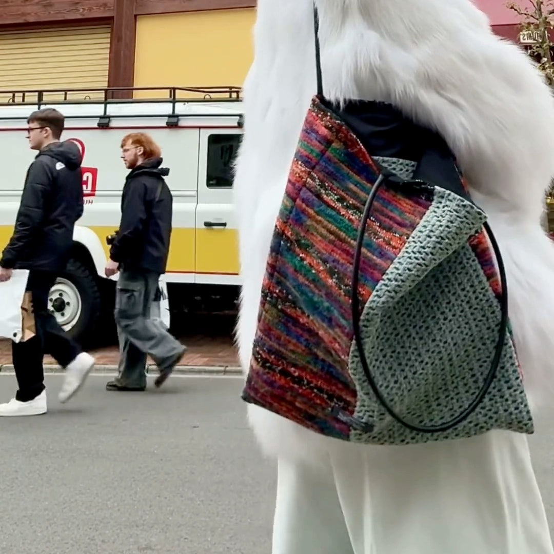 Bohemian Navy & Color Block Canvas Tote Bag