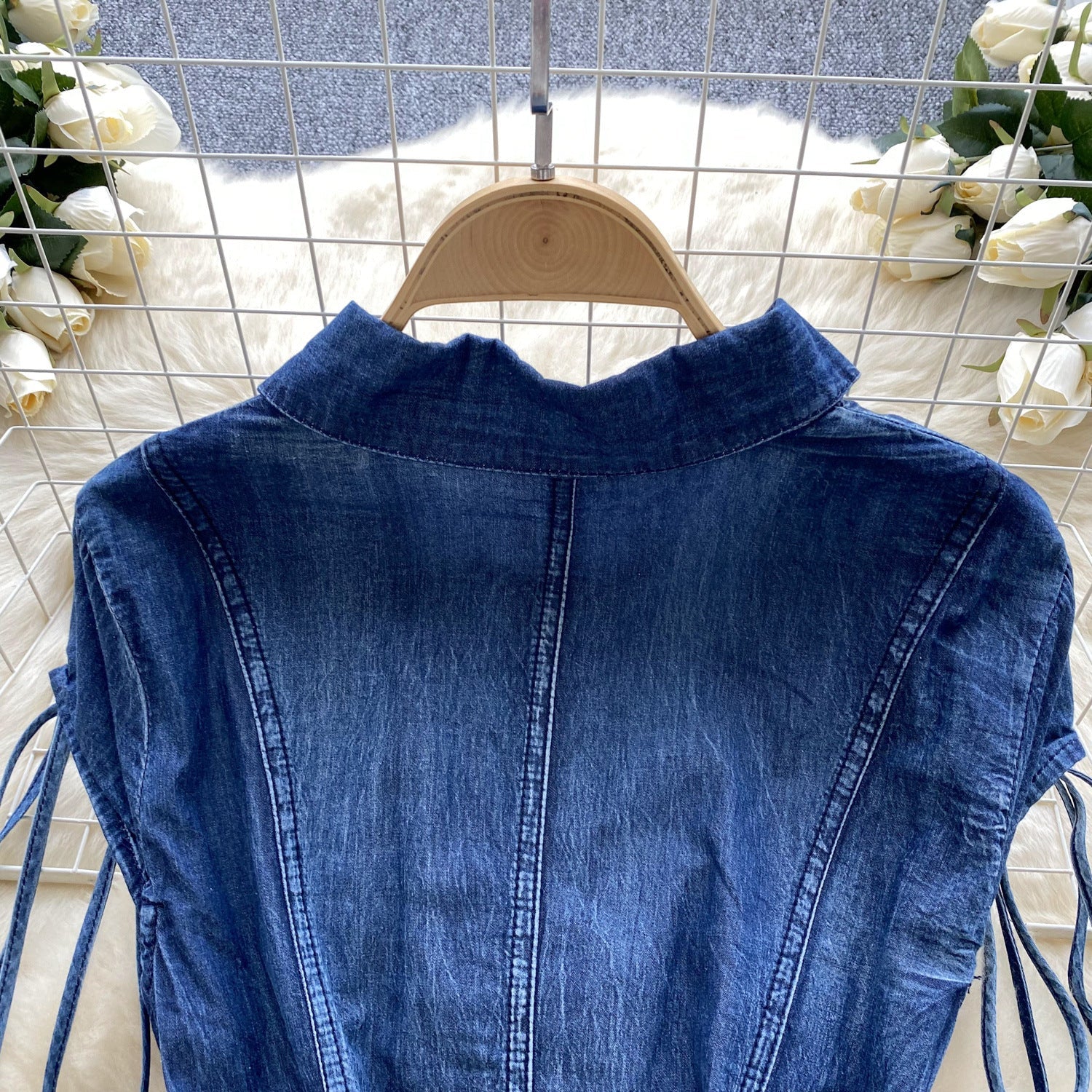 Retro Elegant Embroidery Women's Denim Dress