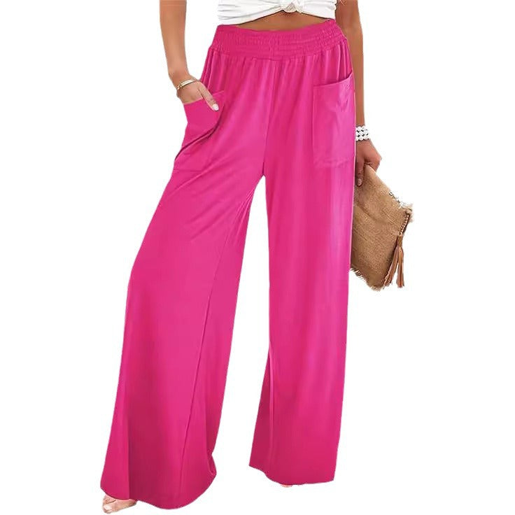 Women's High-Waisted Elastic Waist Casual Pants