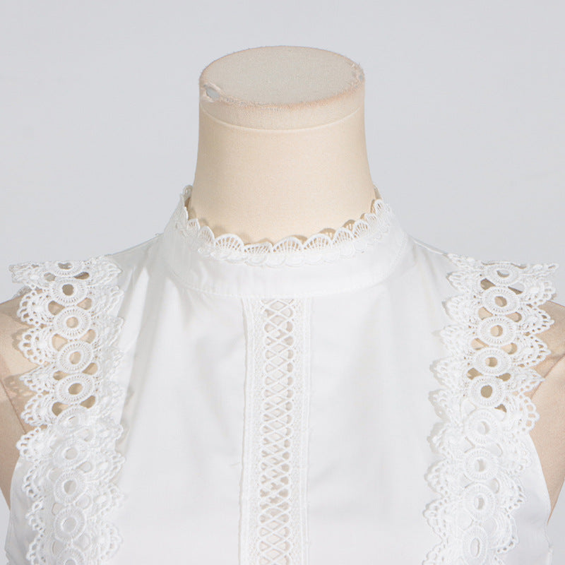 Designed Women's Vintage-Inspired Sleeveless Lace Trimmed Summer Dress