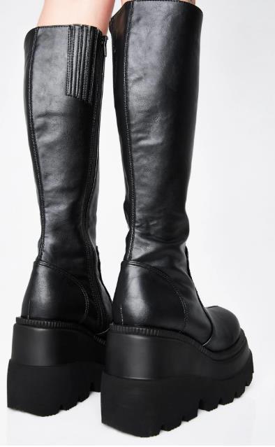 Gothic Wedge Heel Platform Combat Boots
