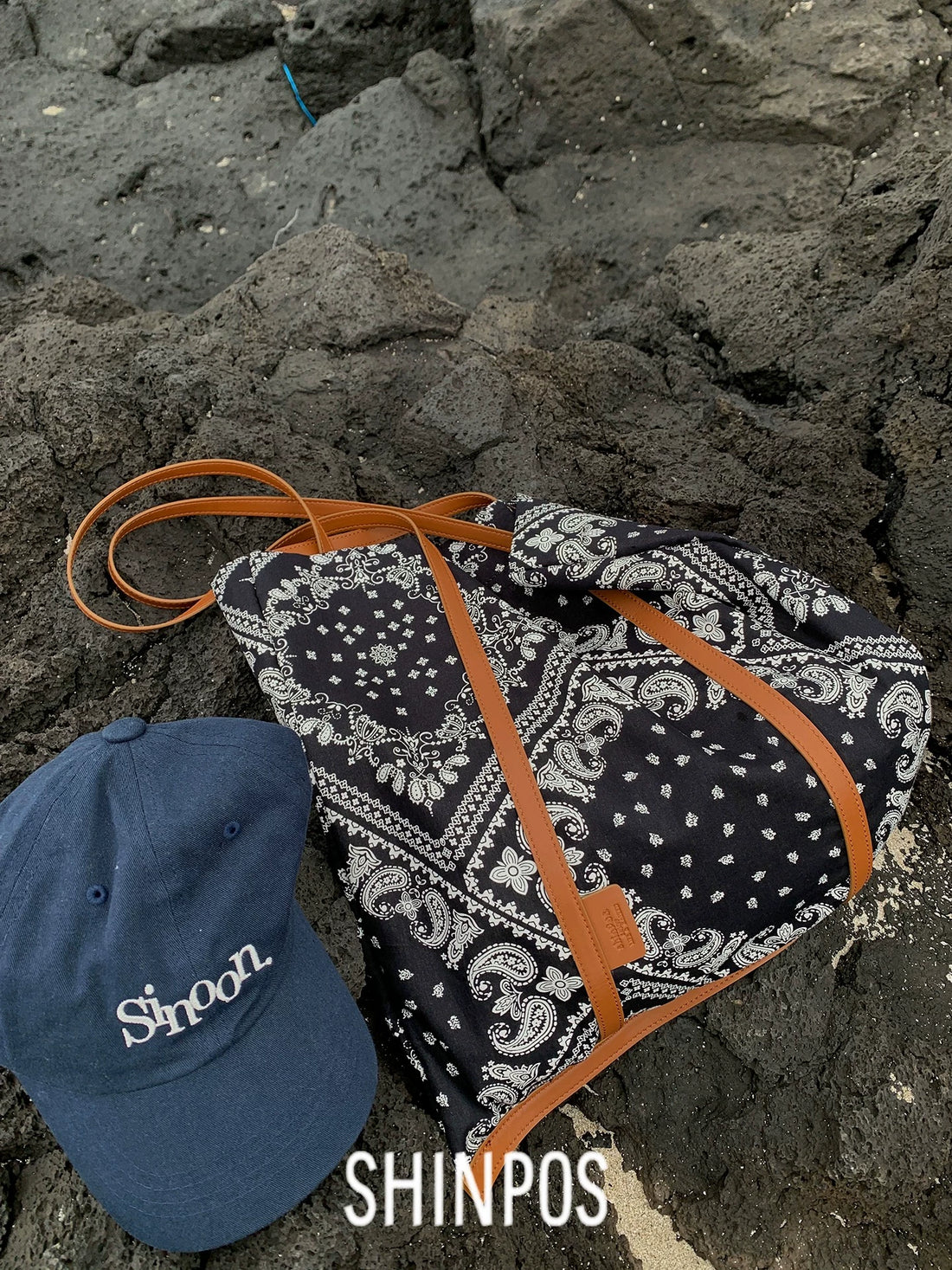 Canvas and Leather Tote Bag - Striped Canvas Crossbody Bags